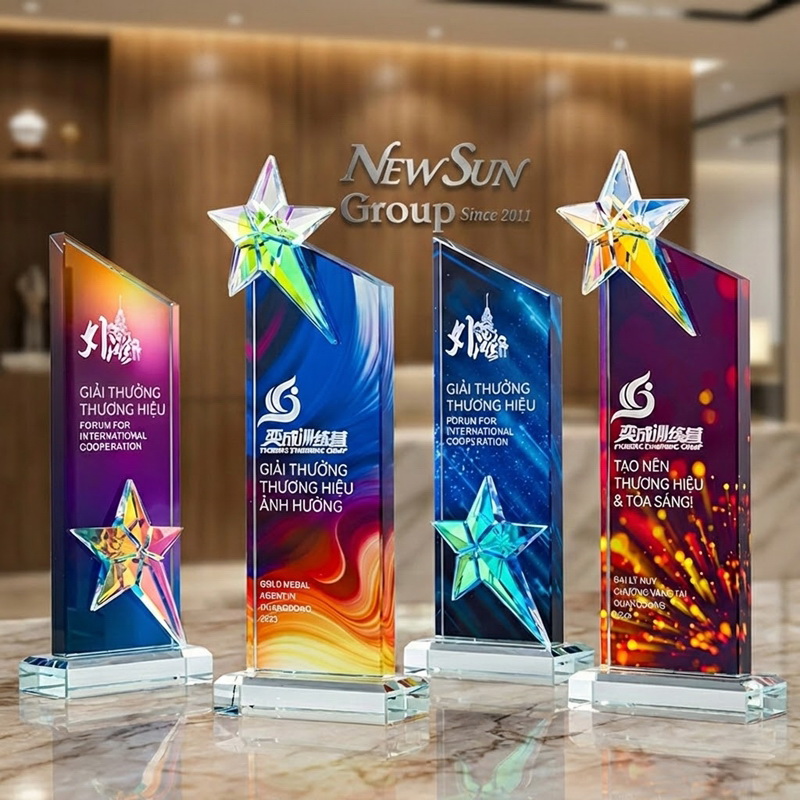 cúp vinh danh pha lê ngôi sao