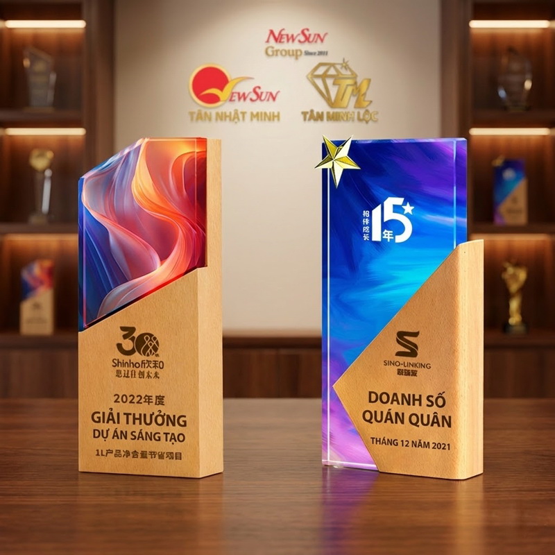 cúp vinh danh pha lê ngôi sao