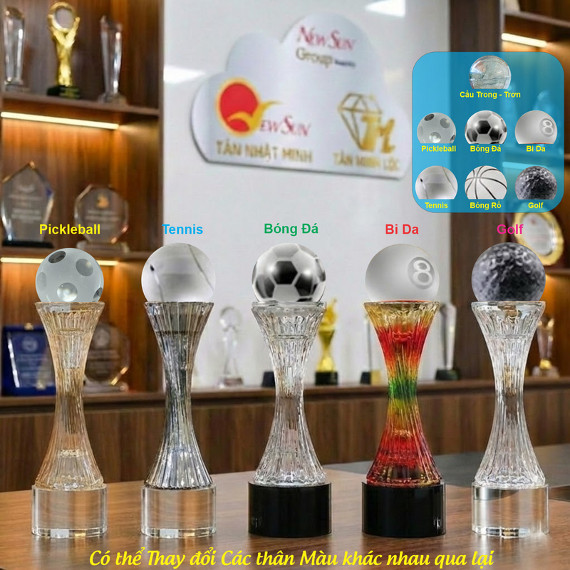 cúp vinh danh pha lê