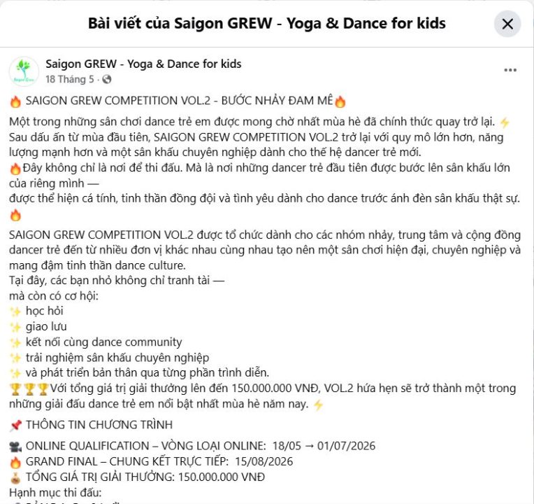 Chuong trinh SAIGON GREW COMPETITION VOL.2 - BƯỚC NHẢY ĐAM M